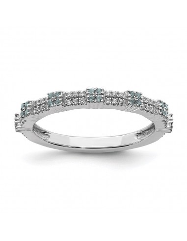 Sterling Silver Stackable Expressions Aquamarine & Diamond Ring | QSK2150 Livraison rapide