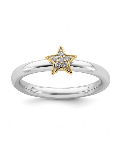 Sterling Silver Stackable Expression Gold-Plated Dia. Star Ring | QSK2175 Pour