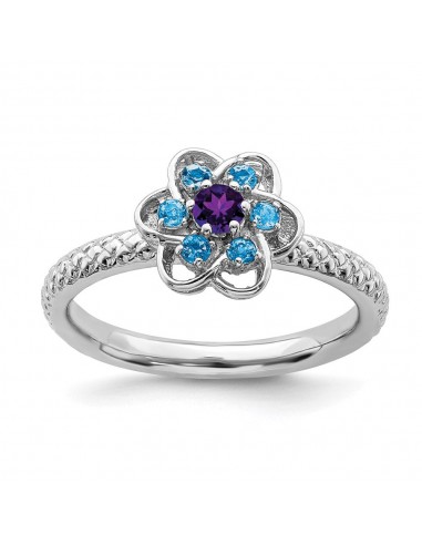 Sterling Silver Stackable Expressions Amethyst & Blue Topaz Stackable Ring | QSK858 store