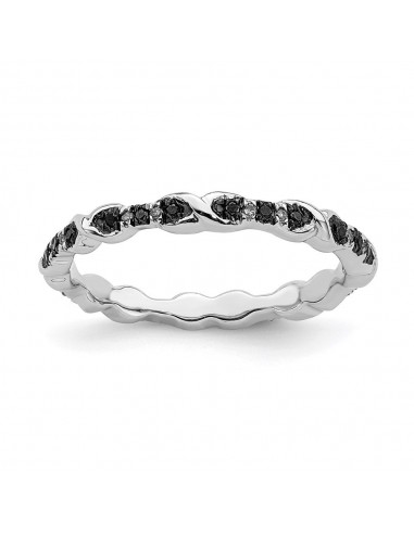 Sterling Silver Stackable Expressions Black & White Diamond Ring | QSK1048 Paris Déstockage Promo