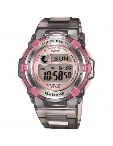 Casio Women's Watch - Baby-G Grey and Pink Digital Dial Strap World Time | BG3000-8 le concept de la Pate a emporter 