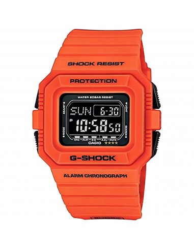 Casio Men's Watch - G-Shock Black Digi Dial Orange Strap Chronograph | DWD5500MR-4 en stock