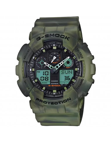 Casio Men's Watch - G-Shock Black and Blue Ana-Digi Dial Green Strap | GA100MM-3A ou a consommer sur place