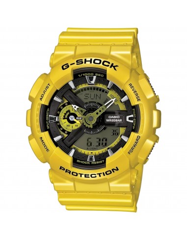 Casio Men's Watch - G-Shock Metallic Yellow Resin Strap Analog-Digital | GA110NM-9A prix