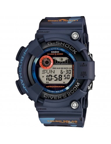 Casio Men's Digital Watch - G-Shock World Time Blue Camouflage Strap | GF8250CM-2 une grave pollution 