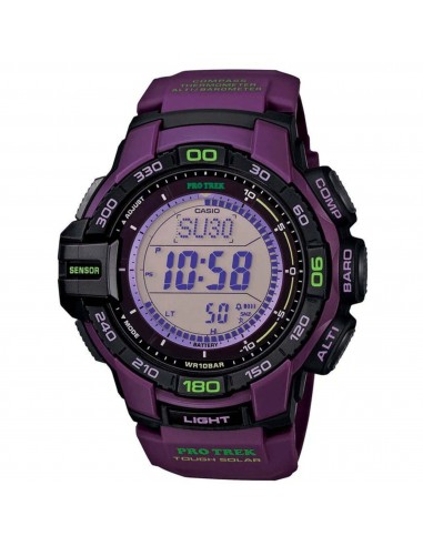 Casio Men's Watch - Pro Trek Grey Digital Dial Purple Resin Strap | PRG270-6A Véritable concentré