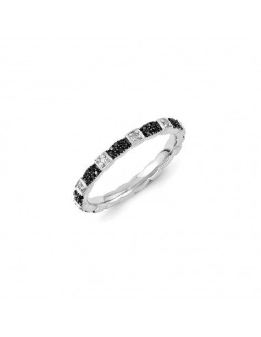 Sterling Silver Stackable Expressions Black & White Diamond Ring | QSK1080 Dans la société mordern