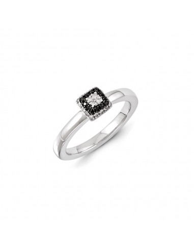 Sterling Silver Stackable Expressions Black & White Diamond Ring | QSK1082 prix