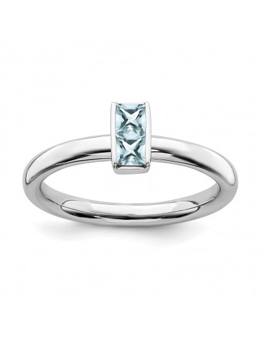 Sterling Silver Stackable Expressions Aquamarine Ring | QSK2114 Economisez 