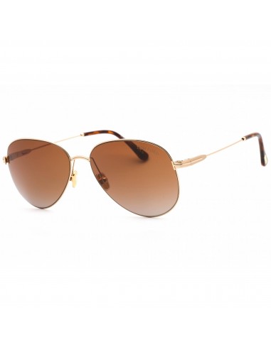 Tom Ford Unisex Sunglasses - Gold Metal Pilot Frame Gradient Brown Lens | FT0993 32F pas cher 