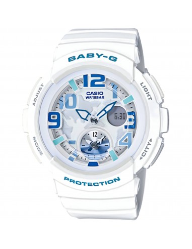 Casio Women's Watch - Baby-G White and Blue Analog-Digital Dial Strap | BGA190-7B pas cher 