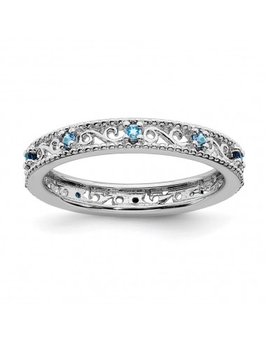 Sterling Silver Stackable Expressions Blue Topaz Ring | QSK1493 Amélioration de cerveau avec