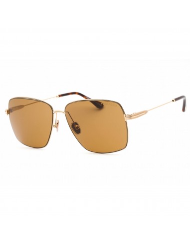 Tom Ford Unisex Sunglasses - Gold Metal Square 58mm Frame Brown Lens | FT0994 32E Comparez et commandez 