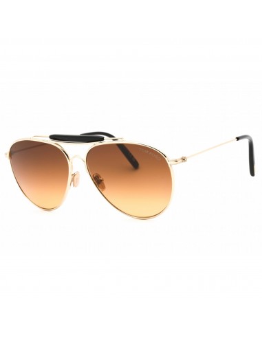 Tom Ford Men's Sunglasses - Gold Metal Pilot 59mm Frame Brown Lens | FT0995 32E JUSQU'A -70%! 