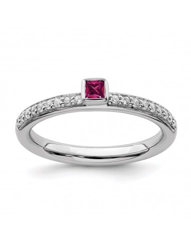 Sterling Silver Stackable Expressions Created Ruby & Diamond Ring | QSK2142 Jusqu'à 80% De Réduction