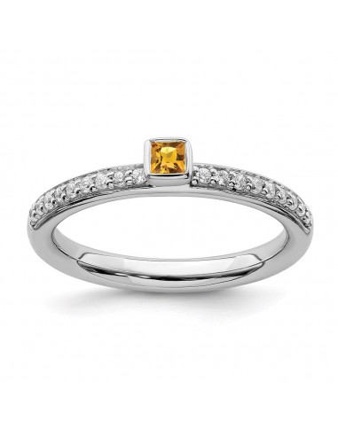 Sterling Silver Stackable Expressions Citrine & Diamond Ring | QSK2146 Voir les baskets