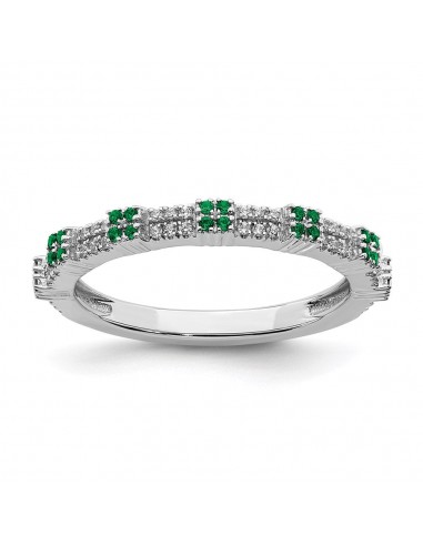 Sterling Silver Stackable Expressions Created Emerald & Diamond Ring | QSK2152 Profitez des Offres !