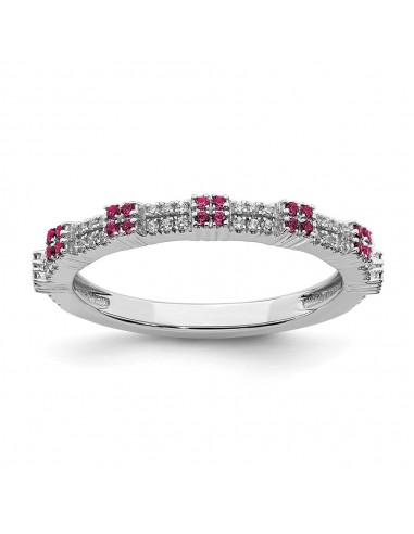 Sterling Silver Stackable Expressions Created Ruby & Diamond Ring | QSK2154 ouvre sa boutique