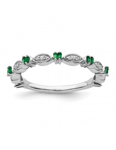 Sterling Silver Stackable Expressions Created Emerald Diamond Ring | QSK2177 les ligaments