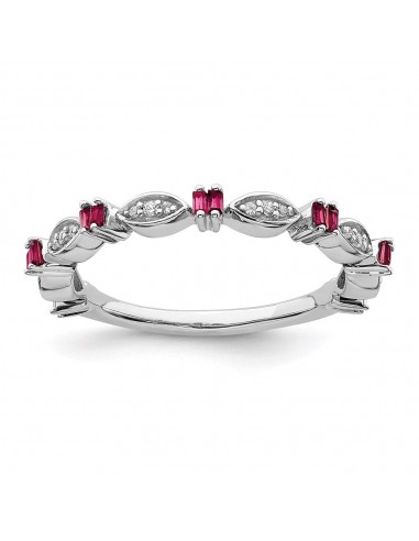 Sterling Silver Stackable Expressions Created Ruby Diamond Ring | QSK2178 pas cher 