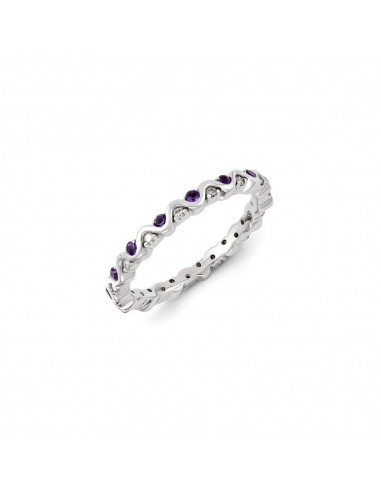 Sterling Silver Stackable Expressions Diamond & Amethyst Ring | QSK1084 acheter en ligne