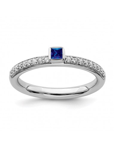 Sterling Silver Stackable Expressions Created Sapphire & Diamond Ring | QSK2144 l'évolution des habitudes 