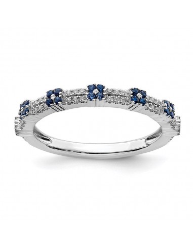 Sterling Silver Stackable Expressions Created Sapphire & Diamond Ring | QSK2156 prix