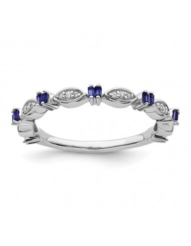 Sterling Silver Stackable Expressions Created Sapphire Diamond Ring | QSK2176 50% de réduction en Octobre 2024