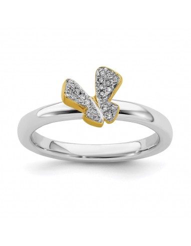 Sterling Silver Stackable Expressions Gold-plate Butterfly Diamond Ring | QSK1063 2 - 3 jours ouvrés.