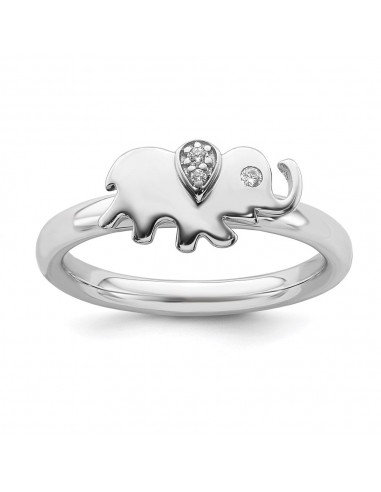 Sterling Silver Stackable Expressions Elephant Diamond Ring | QSK2170 prix