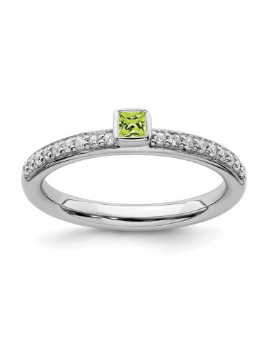 Sterling Silver Stackable Expressions Peridot & Diamond Ring | QSK2143 Vous souhaitez 