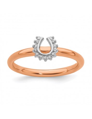 Sterling Silver Stackable Expressions Pink-plated Dia. Horseshoe Ring | QSK1978 d'Europe débarque