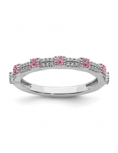 Sterling Silver Stackable Expressions Pink Tourmaline & Diamond Ring | QSK2157 JUSQU'A -70%! 