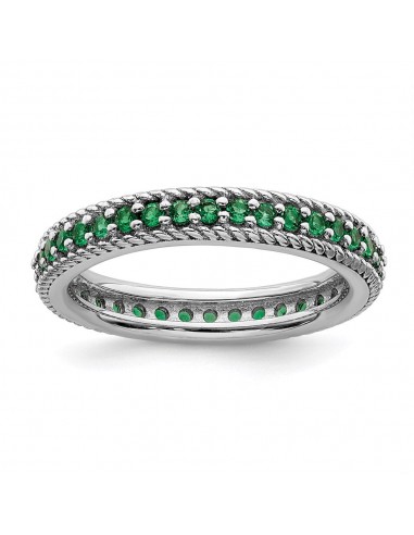 Sterling Silver Stackable Expressions Polished Cr. Emerald Eternity Ring | QSK866 Venez acheter