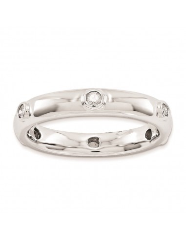 Sterling Silver Stackable Expressions Polished Diamond Ring | QSK992 hantent personnes