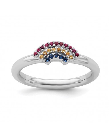 Sterling Silver Stackable Expressions Rainbow Ring | QSK2166 50% de réduction en Octobre 2024