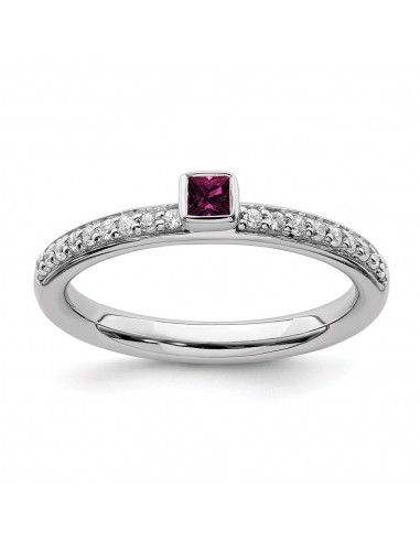 Sterling Silver Stackable Expressions Rhodolite Garnet & Diamond Ring | QSK2141 le concept de la Pate a emporter 