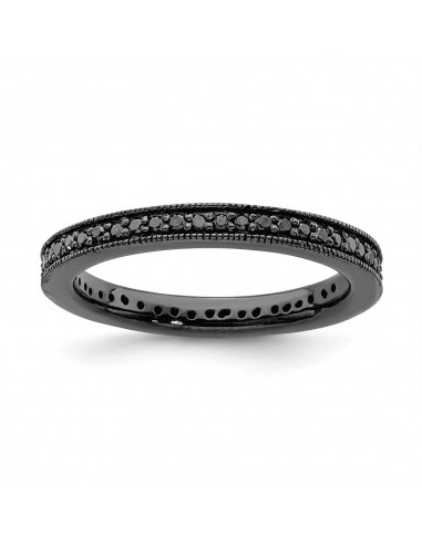 Sterling Silver Stackable Expressions Ruthenium Black Dia Ring | QSK810 JUSQU'A -70%! 