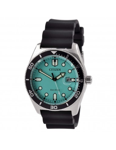 Citizen Men's Watch - Eco-Drive Turquoise Dial Black Polyurethane Strap | AW1760-14X les ctes