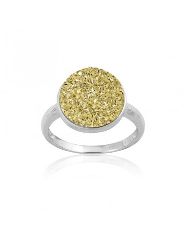 Sterling Silver Gold Round Druzy Ring - W-9747 À commander