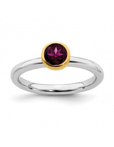 Sterling Silver Stackable Expressions w/Gold-plated Rhod. Garnet Ring | QSK1880 hantent personnes