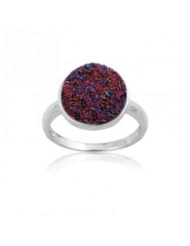 Sterling Silver Purple Round Druzy Ring - W-9748 Economisez 