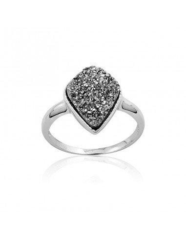 Sterling Silver Gray Druzy Ring - W-9750 Economisez 