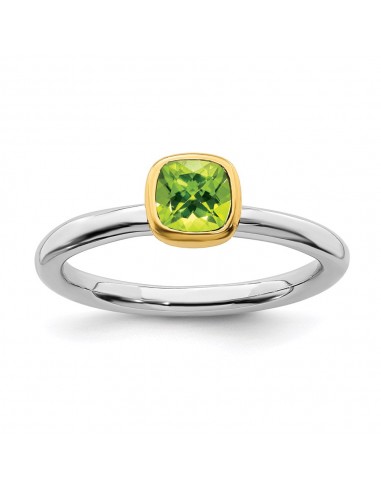 Sterling Silver Stackable Expressions w/Gold-plate Peridot Ring | QSK1894 Voir les baskets