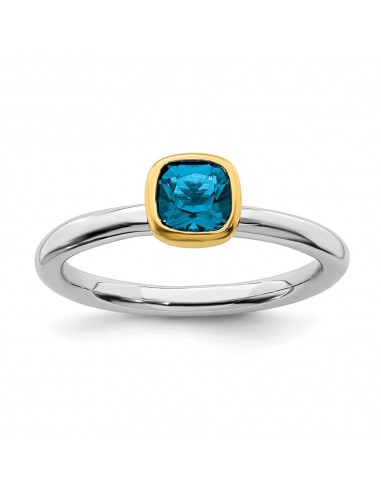 Sterling Silver Stackable Expressions w/Gold-plated Blue Topaz Ring | QSK1898 l'évolution des habitudes 