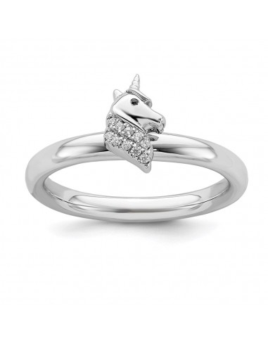 Sterling Silver Stackable Expressions Unicorn Diamond Ring | QSK2165 les muscles