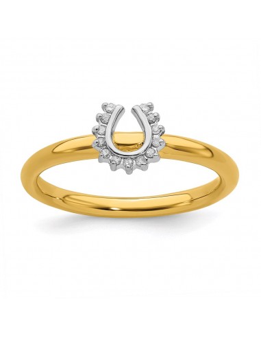 Sterling Silver Stackable Expressions Yellow-plated Dia. Horseshoe Ring | QSK1979 de l' environnement