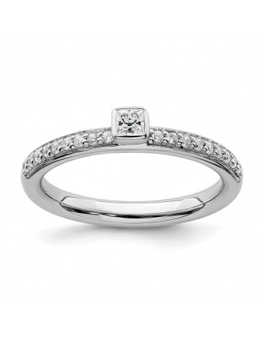 Sterling Silver Stackable Expressions White Topaz & Diamond Ring | QSK2139 Faites des économies