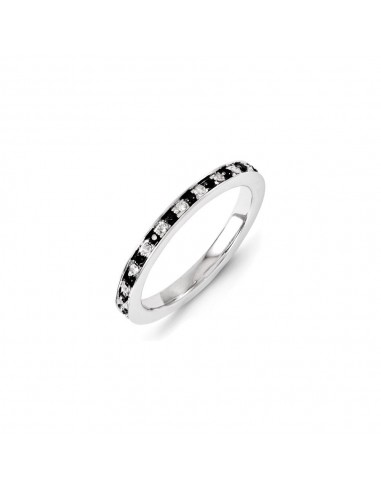 Sterling Silver Rhodium Plated Black & White Diamond Stackable Ring | QSK1077 s'inspire de l'anatomie humaine