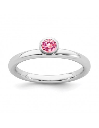 SS Stackable Expressions High 4mm Round Pink Tourmaline Ring | QSK467 Economisez 